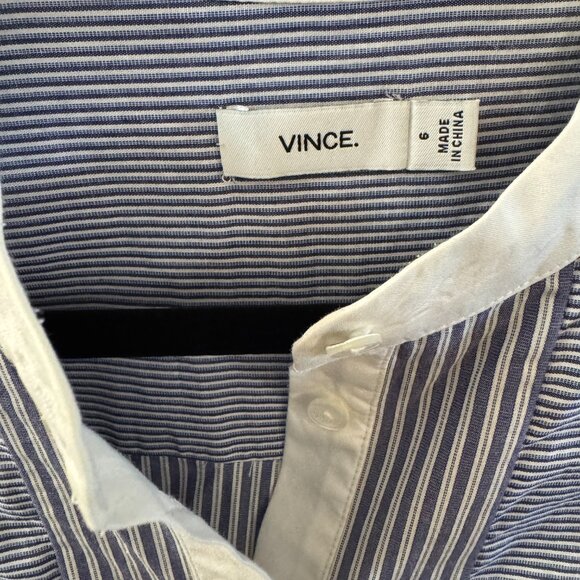 Vince Poplin Blue & White Stripe Shirt Dress Size 6 - Picture 7 of 7